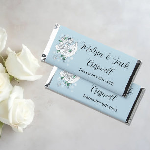 Elegant White Winter Fantasy Dragon Roses Wedding Hershey Bar Favors