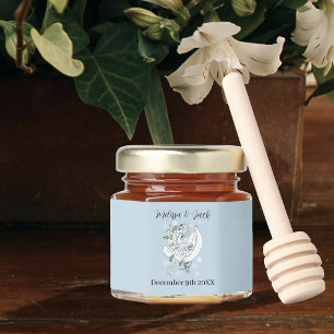 Elegant White Winter Fantasy Dragon Roses Wedding Honey Jar Favors