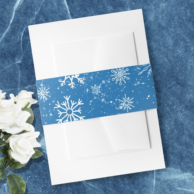Elegant White Winter Fantasy Dragon Roses Wedding Invitation Belly Band (Creator Uploaded)