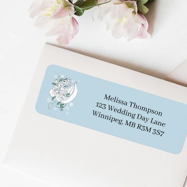 Elegant White Winter Fantasy Dragon Roses Wedding Label (Creator Uploaded)