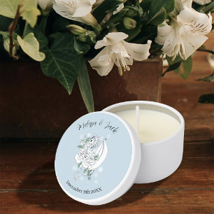 Elegant White Winter Fantasy Dragon Roses Wedding Mini Candle Favors