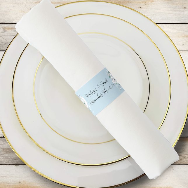 Elegant White Winter Fantasy Dragon Roses Wedding Napkin Bands (Creator Uploaded)