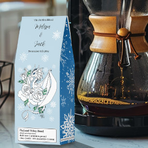 Elegant White Winter Fantasy Dragon Roses Wedding Roasted Coffee