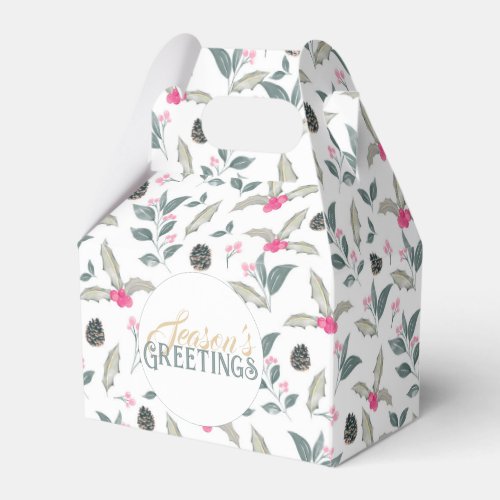 Elegant White Winter floral Watercolor Christmas Favor Boxes