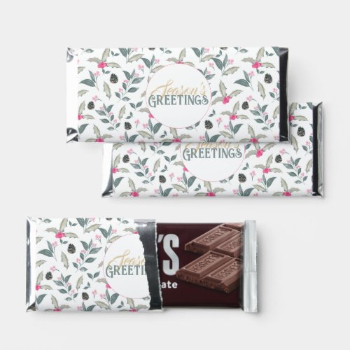 Elegant White Winter floral Watercolor Christmas Hershey Bar Favors