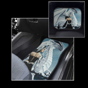 Elegant White Winter Gothic Dragon Queen Fantasy Car Mat
