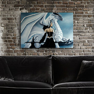 Elegant White Winter Gothic Dragon Queen Fantasy Poster