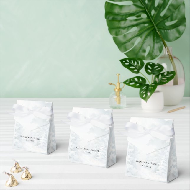 Elegant White Winter Pine Bridal Shower Favor Boxes (Multiple)