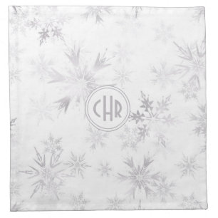 Elegant White Winter Snowflakes Cloth Napkin