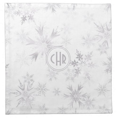 Elegant White Winter Snowflakes Cloth Napkin
