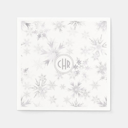 Elegant White Winter Snowflakes Napkins
