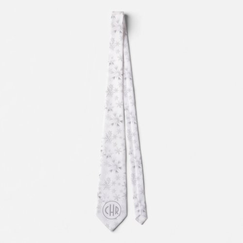Elegant White Winter Snowflakes Neck Tie