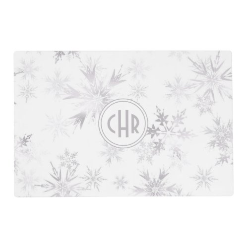 Elegant White Winter Snowflakes Placemat