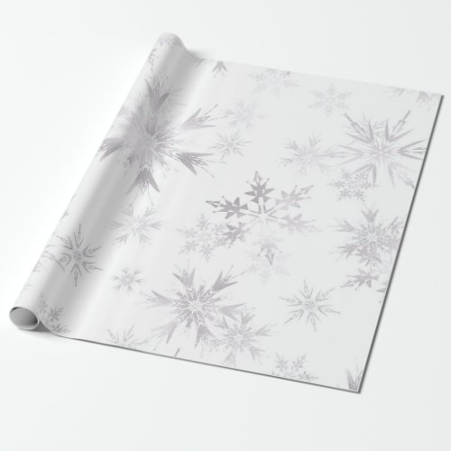 Elegant White Winter Snowflakes Wrapping Paper
