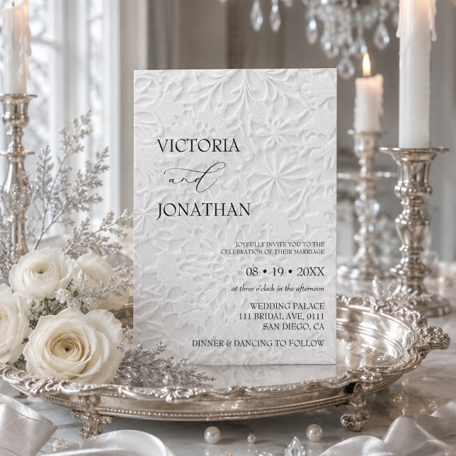 Elegant White Winter Wedding  Invitation (Creator Uploaded)