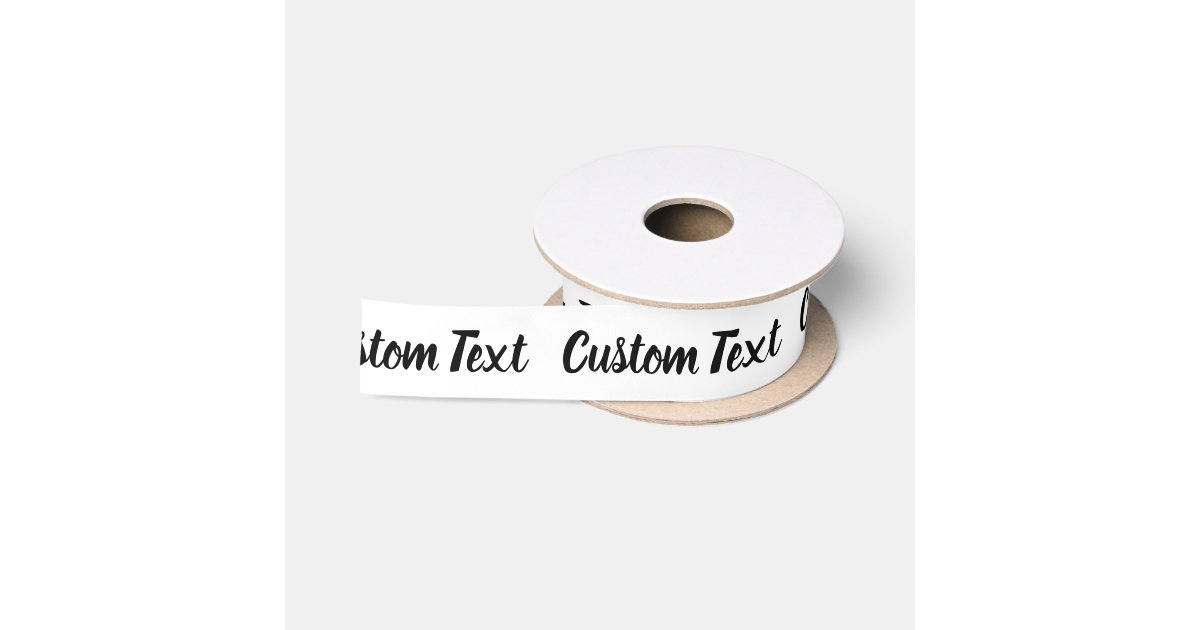 Elegant White with Black Script Text Template Satin Ribbon | Zazzle