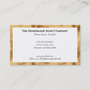 Elegant White with Faux Gold Foil Business Card