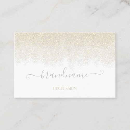 Elegant White with Gold Glitter Rain Professional Business Card