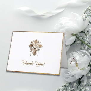 Elegant White with Gold Trim  Letterpress Thank You Card
