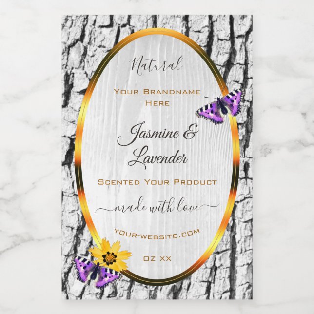 Elegant White Wood Grain Tree Bark Product Labels (Single Label)