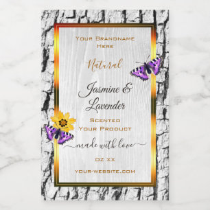 Elegant White Wood Grain Tree Bark Product Labels