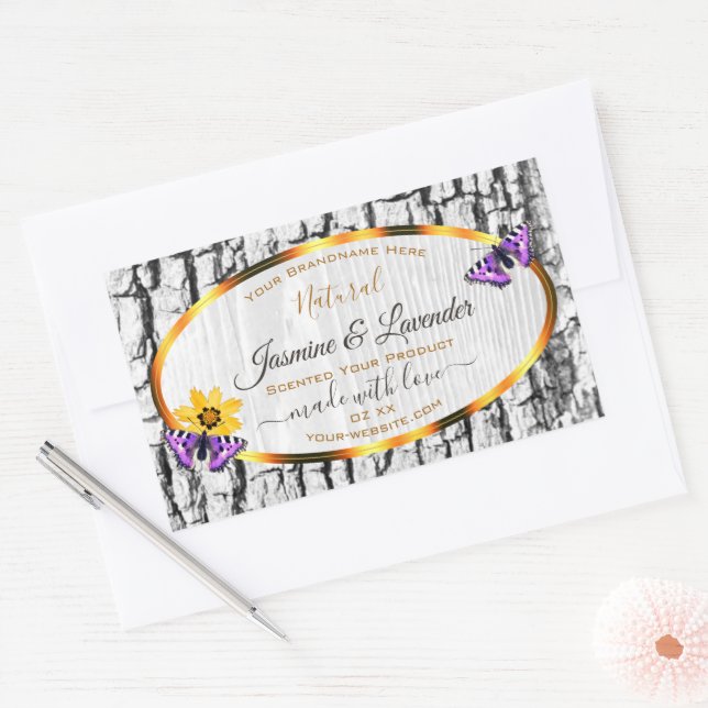 Elegant White Wood Grain Tree Bark Product Labels (Envelope)