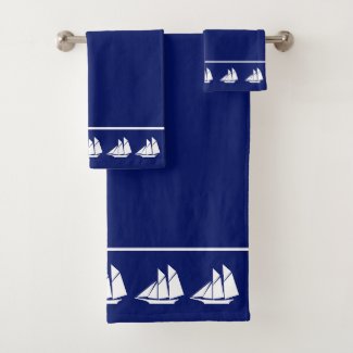Elegant White Yachts on Navy Blue