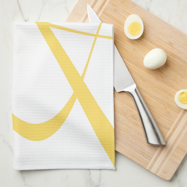 Elegant White Yellow Italian Modern Kitchen Towel (Quarter Fold)