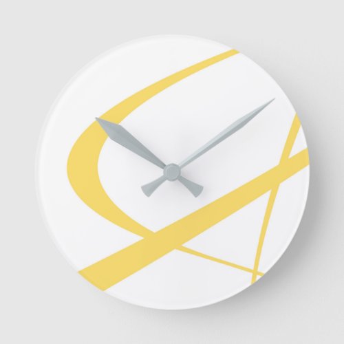 Elegant White Yellow Modern Striped Round Clock