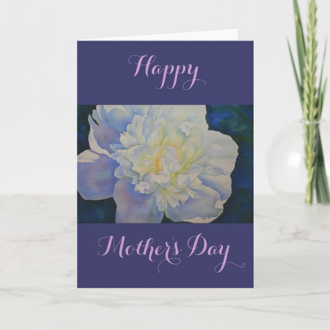 Elegant white yellow peony floral watercolor  card (Front)