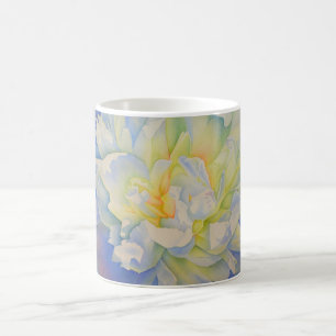 Elegant white yellow peony floral watercolor coffee mug
