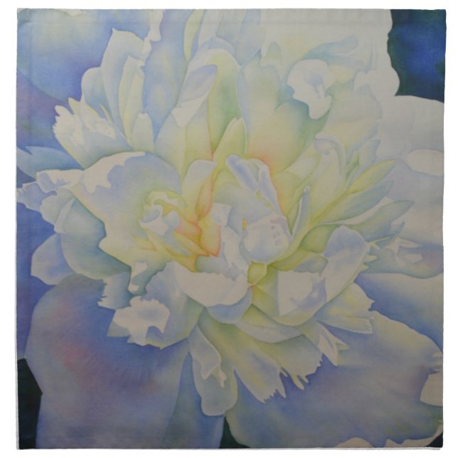 Elegant white yellow peony floral watercolor  napkin (Front)