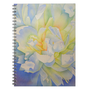 Elegant white yellow peony floral watercolor notebook