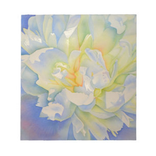 Elegant white yellow peony floral watercolor notepad