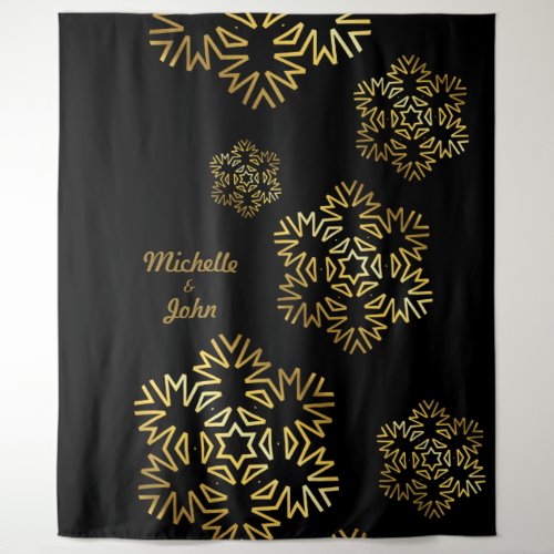 Elegant Widding Invitation black  gold magnets Tapestry