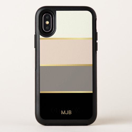 Elegant Wide Stripes Color Block and Your Monogram OtterBox Symmetry iPhone X Case