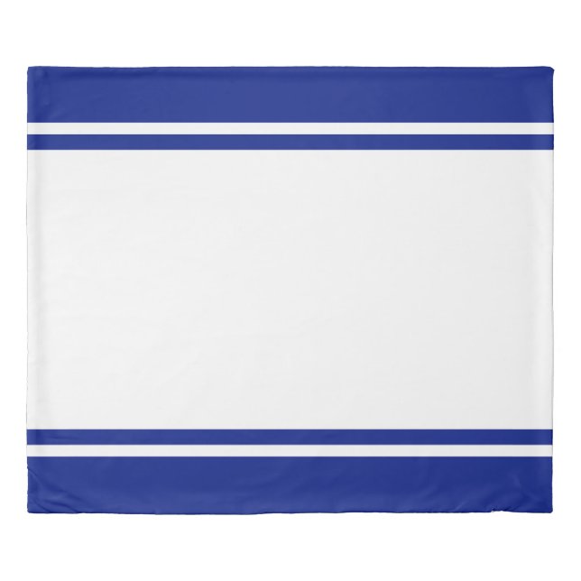 Elegant Wide White Racing Stripes On Navy Blue Duvet Cover (Front)