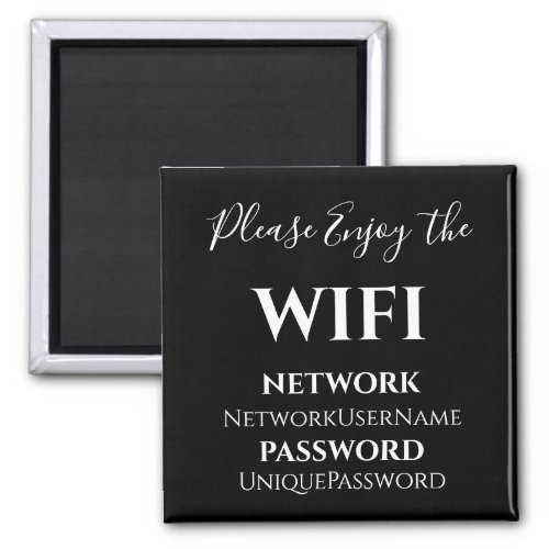 Elegant WiFi Network and Password  Magnet
