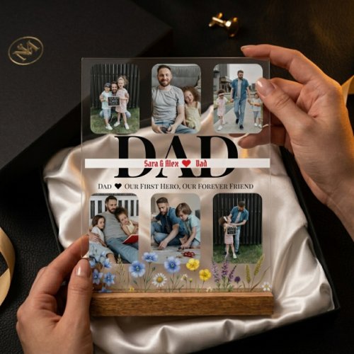 Elegant Wild Dad Acrylic Sign with 6 Custom Photos