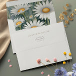 Elegant Wild Daisy Fully Printed Wedding Envelope<br><div class="desc">This fully printed wedding envelope features an elegant and charming wild daisy design, perfect for a romantic or garden-themed wedding. The exterior of the envelope showcases minimalistic, classic serif typography with the couple's names and address, offering a clean and timeless look. Inside, the envelope continues the theme with a stunning...</div>