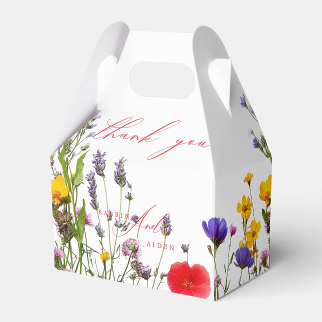 Elegant Wild Floral Blooming Garden Wedding  Favor Boxes (Front Side)