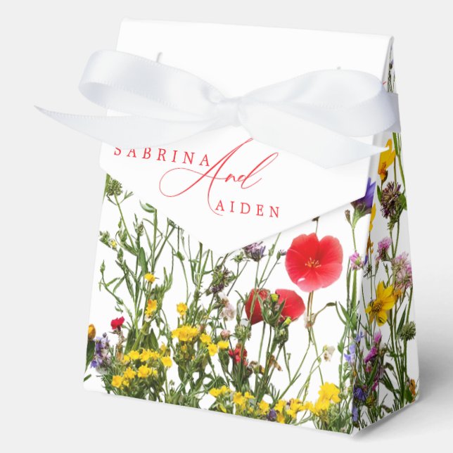 Elegant Wild Floral Blooming Garden Wedding  Favor Boxes (Front)