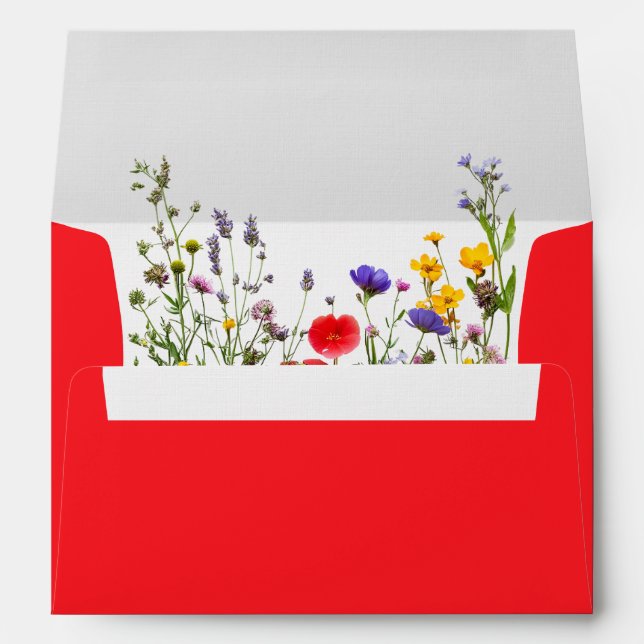 Elegant Wild Flower Blooming Garden Wedding  Envelope (Back (Bottom))