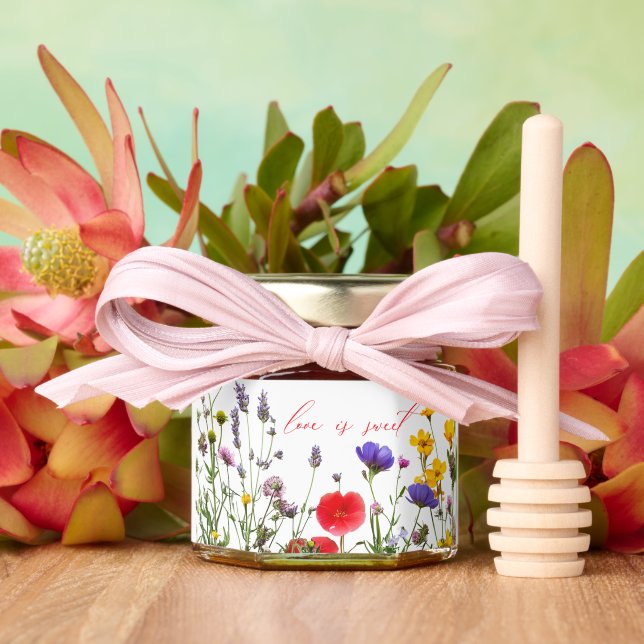 Elegant Wild Flower Blooming Garden Wedding Honey Jar Favors (Insitu (Wedding))