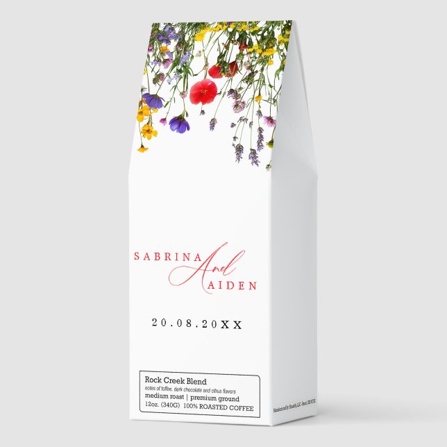 Elegant Wild Flower Blooming Garden Wedding Roasted Coffee (Front)