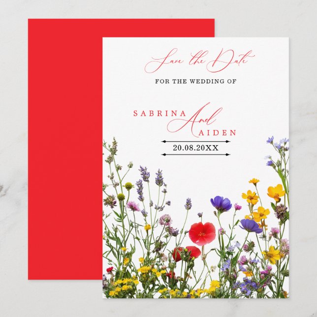 Elegant Wild Flower Blooming Garden Wedding  Save The Date (Front/Back)