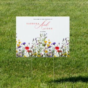 Elegant Wild Flower Blooming Wedding Welcome Sign
