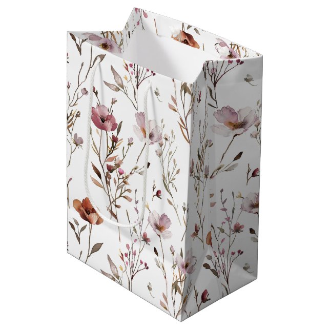 Elegant wild flower bohemian  medium gift bag (Front Angled)