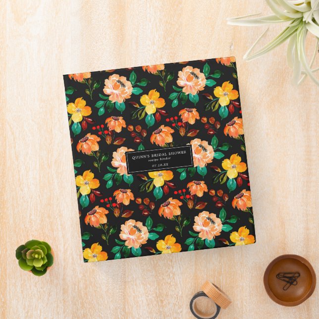 Elegant Wild Flower | Bridal Shower Recipe 3 Ring Binder (In Situ)