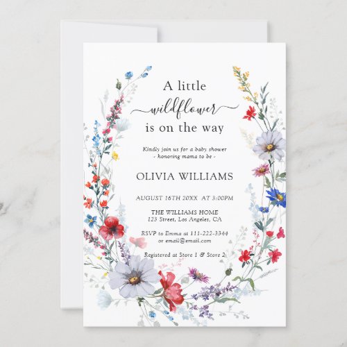 Elegant Wild Flower Meadow  Baby Shower Invitation